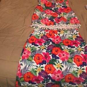 two piece kids floral set
